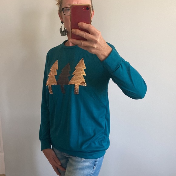 Sequin Pine Tree, Long Sleeve Top - Picture 7 of 8